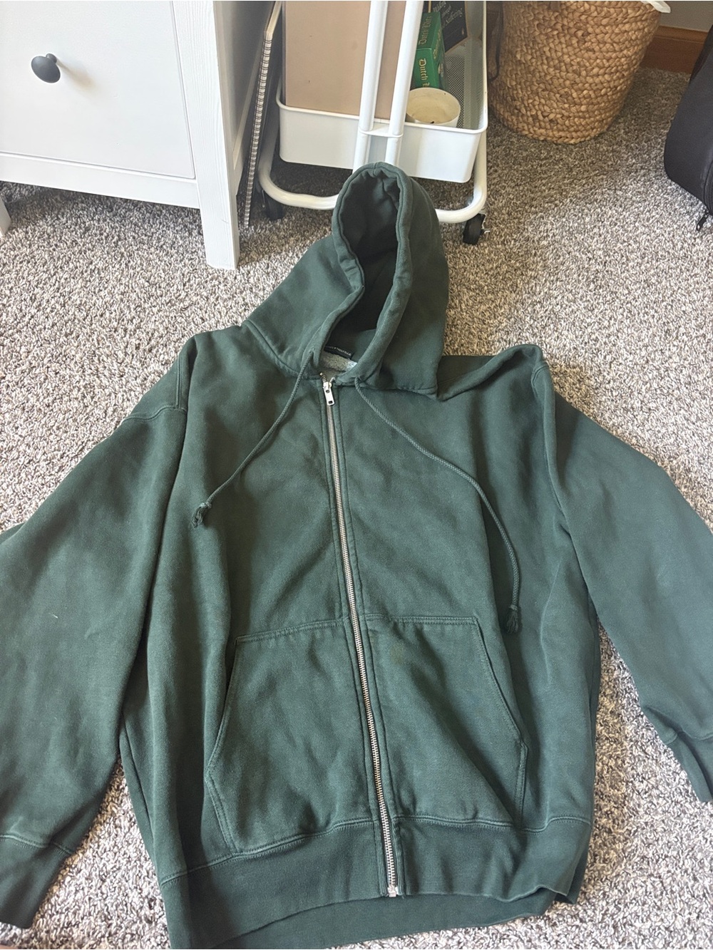 Brandy Melville Forest Green Full-Zip oversized Hoodie
